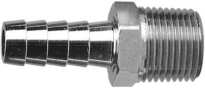 3/8" Hose Barb x 1/4" MPT Stainless Steel Straight Fitting - S201-6B
