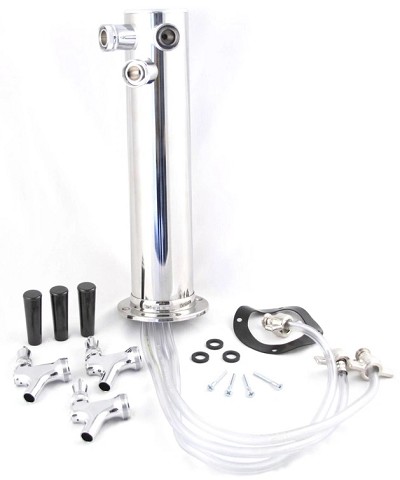 Triple Faucet Column Tower 3" Diameter Stainless Steel with Stainless Lever Faucets Taprite D4743TTSS