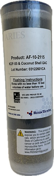 Aries AF-10-2115 10" 1.5lb KDF + GAC Filter Cartridge ResinTech 