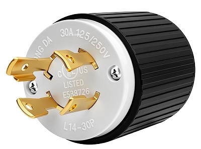 NEMA L14-30P 30A, 125/250V, 3P/4W, Twist Lock Plug 